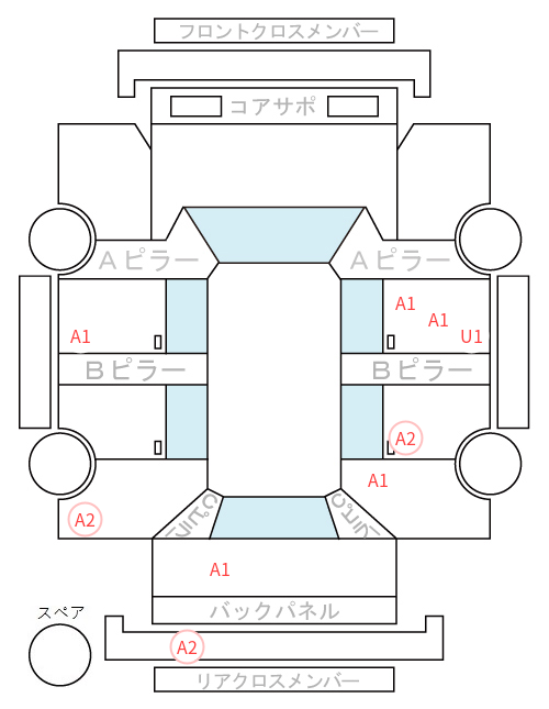 Body condition diagram (damage marks, Japanese labels)