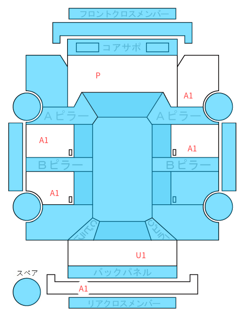 Body condition diagram (damage marks, Japanese labels)