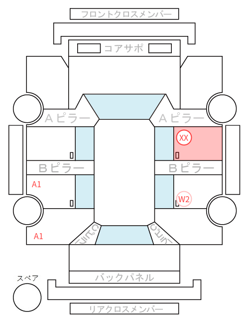 Body condition diagram (damage marks, Japanese labels)