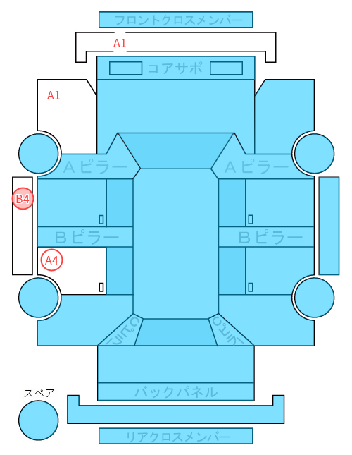 Body condition diagram (damage marks, Japanese labels)