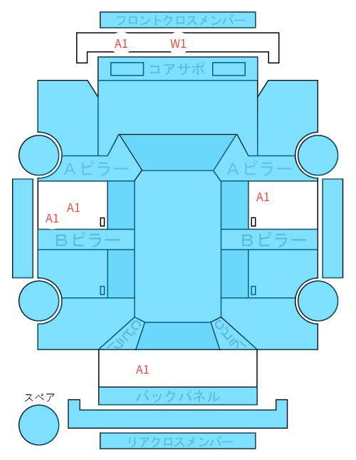 Body condition diagram (damage marks, Japanese labels)