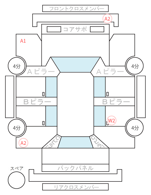 Body condition diagram (damage marks, Japanese labels)