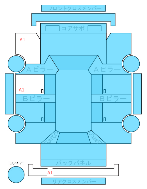 Body condition diagram (damage marks, Japanese labels)