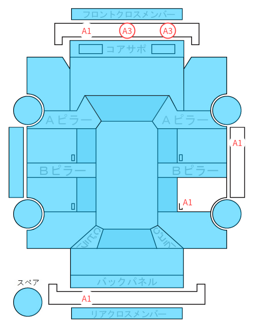 Body condition diagram (damage marks, Japanese labels)