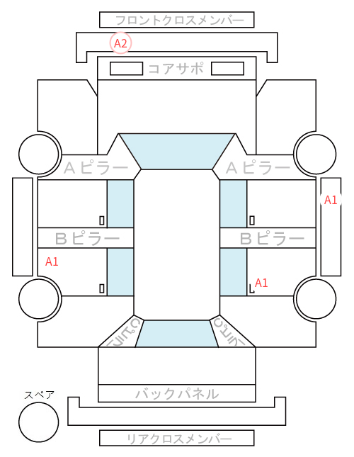 Body condition diagram (damage marks, Japanese labels)