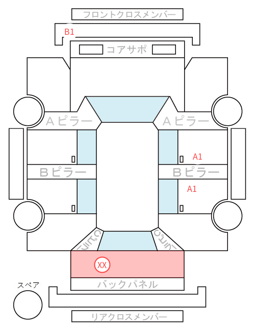 Body condition diagram (damage marks, Japanese labels)