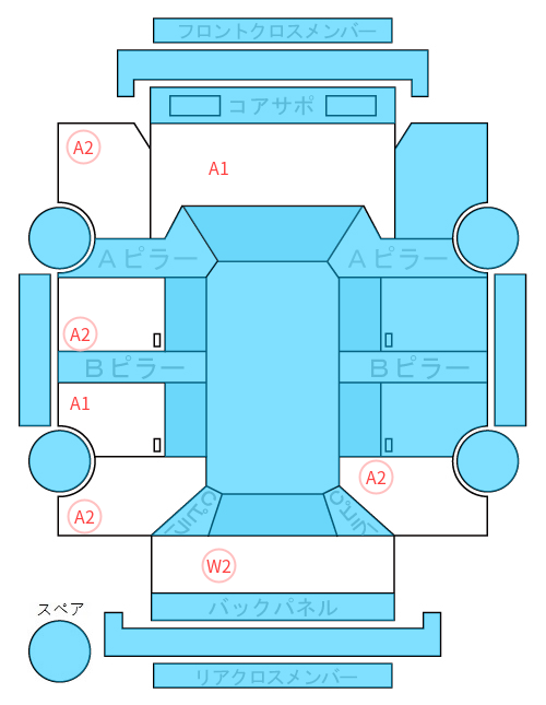 Body condition diagram (damage marks, Japanese labels)