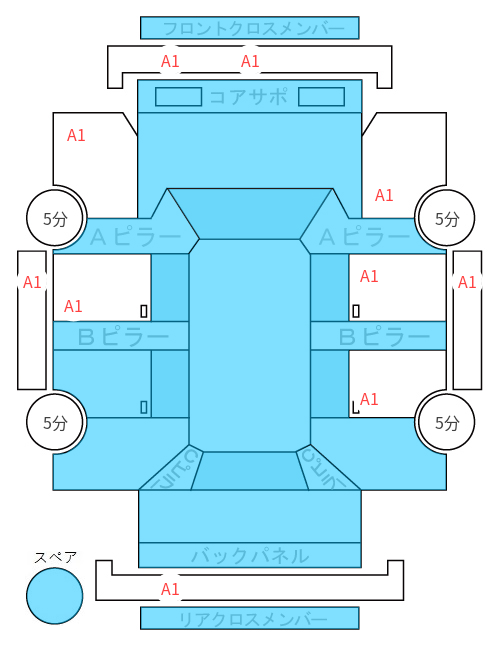 Body condition diagram (damage marks, Japanese labels)