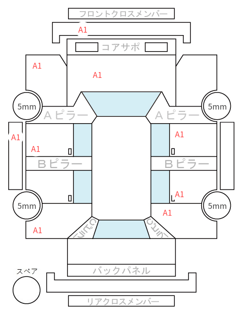 Body condition diagram (damage marks, Japanese labels)