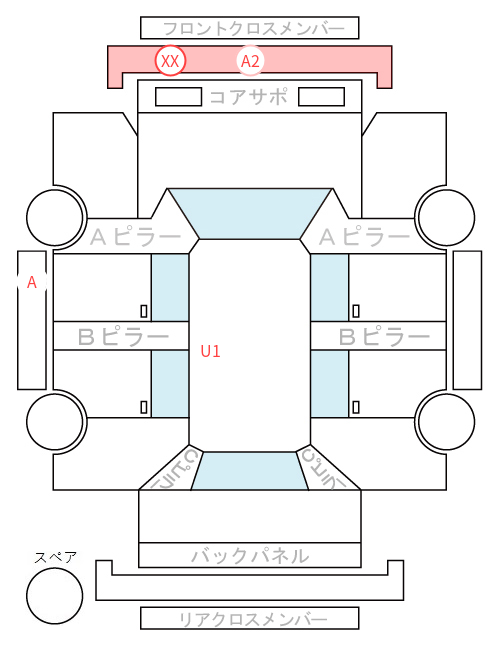 Body condition diagram (damage marks, Japanese labels)