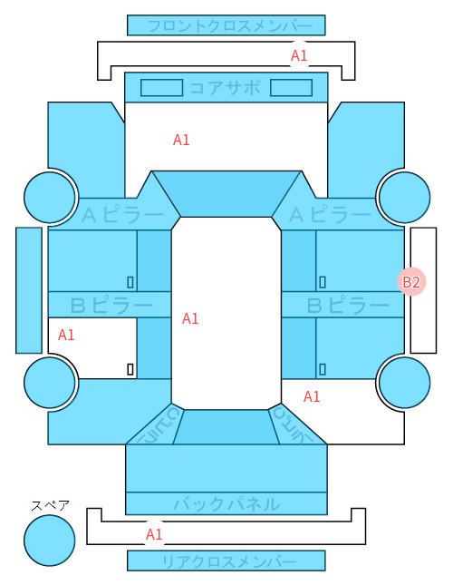 Body condition diagram (damage marks, Japanese labels)