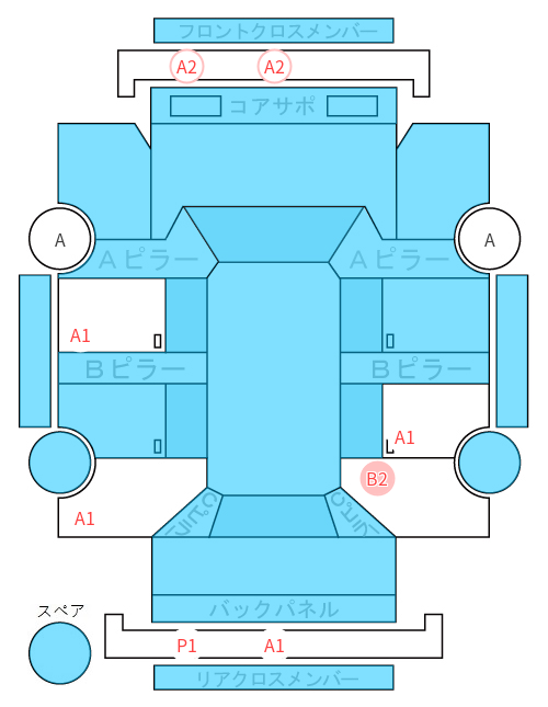 Body condition diagram (damage marks, Japanese labels)