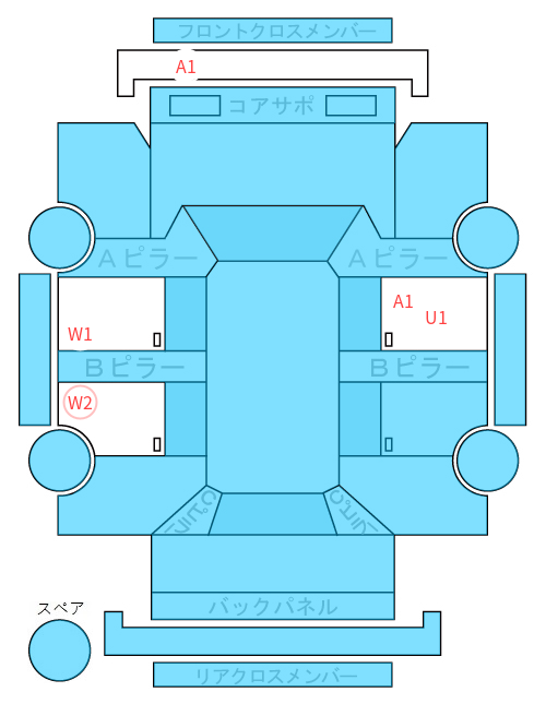Body condition diagram (damage marks, Japanese labels)