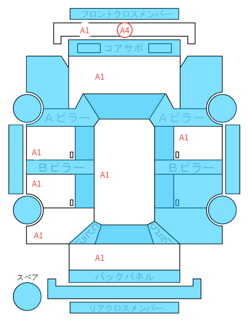 Body condition diagram (damage marks, Japanese labels)