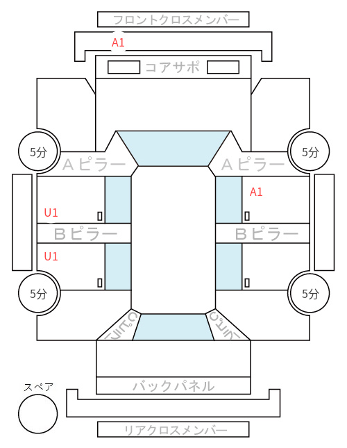 Body condition diagram (damage marks, Japanese labels)