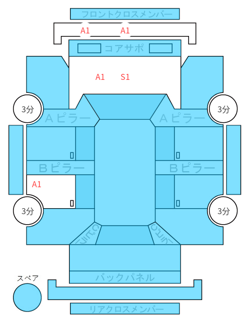 Body condition diagram (damage marks, Japanese labels)