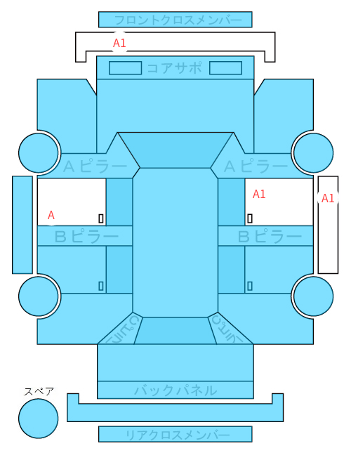 Body condition diagram (damage marks, Japanese labels)