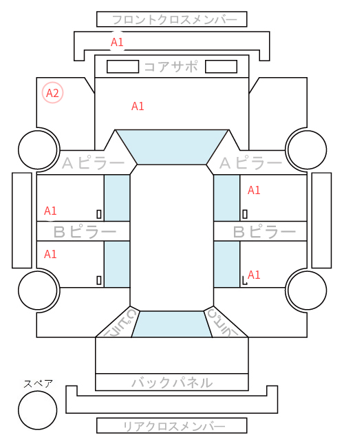Body condition diagram (damage marks, Japanese labels)
