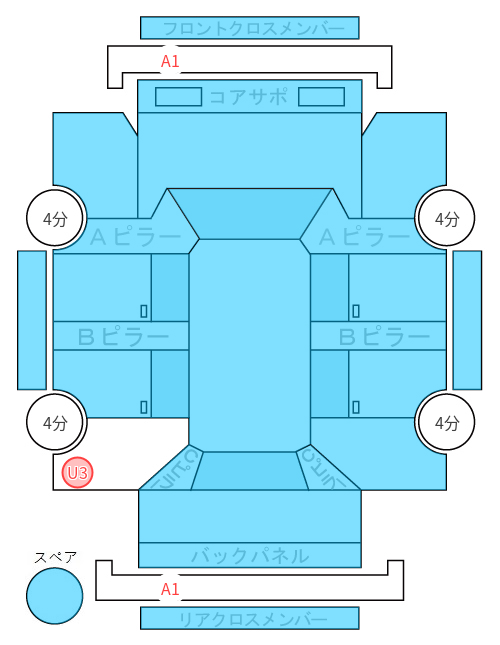Body condition diagram (damage marks, Japanese labels)
