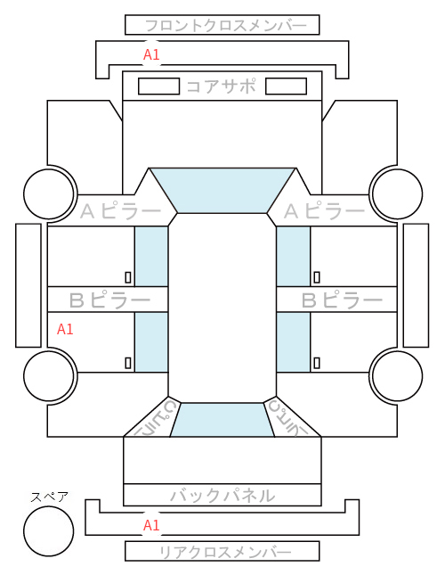 Body condition diagram (damage marks, Japanese labels)