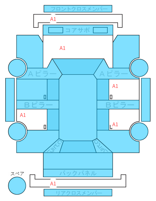Body condition diagram (damage marks, Japanese labels)
