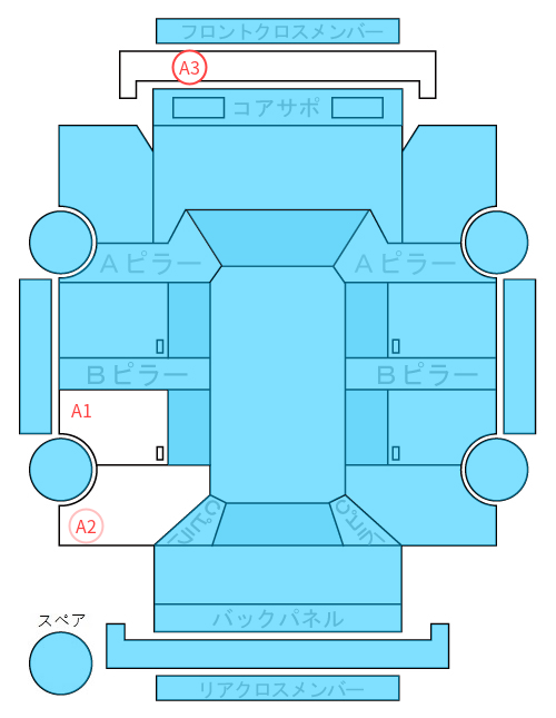 Body condition diagram (damage marks, Japanese labels)