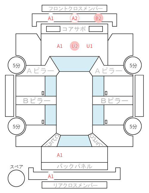 Body condition diagram (damage marks, Japanese labels)
