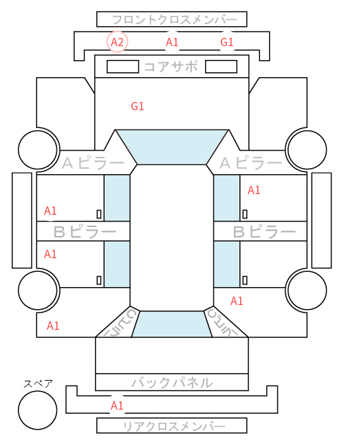 Body condition diagram (damage marks, Japanese labels)