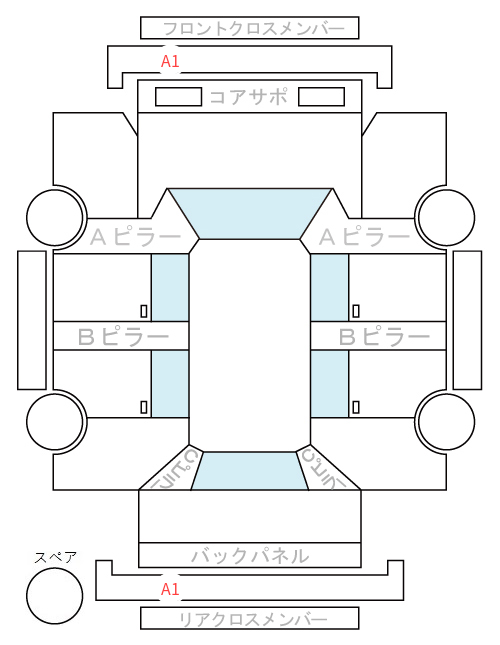 Body condition diagram (damage marks, Japanese labels)
