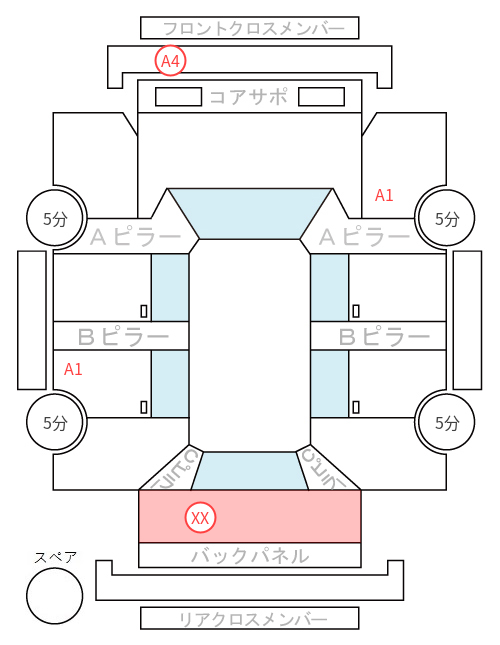 Body condition diagram (damage marks, Japanese labels)