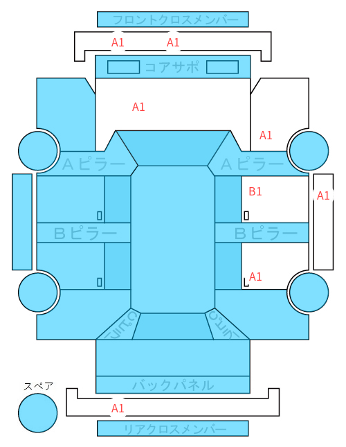 Body condition diagram (damage marks, Japanese labels)