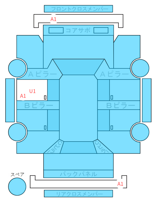 Body condition diagram (damage marks, Japanese labels)