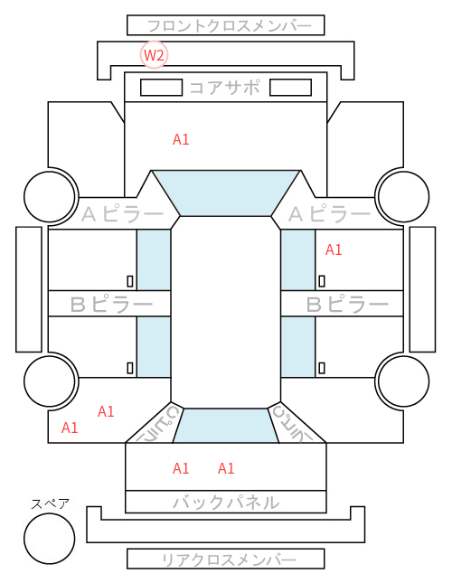 Body condition diagram (damage marks, Japanese labels)