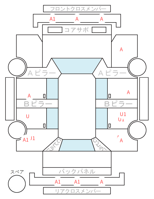 Body condition diagram (damage marks, Japanese labels)