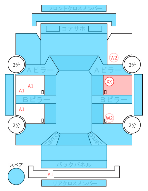 Body condition diagram (damage marks, Japanese labels)