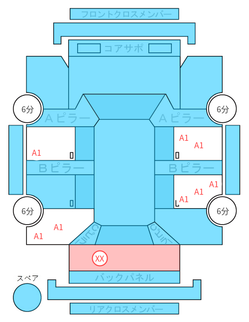 Body condition diagram (damage marks, Japanese labels)