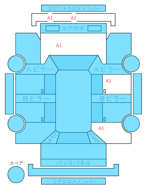Body condition diagram (damage marks, Japanese labels)
