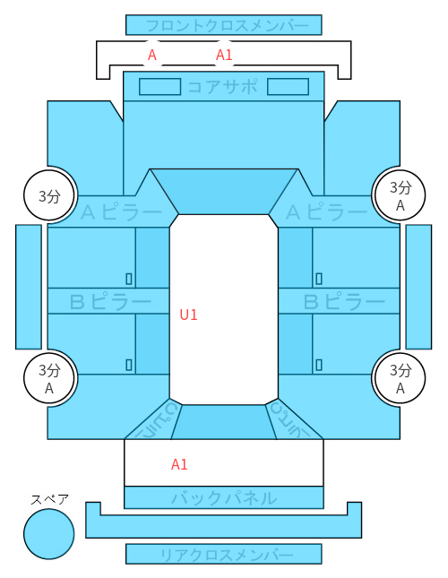 Body condition diagram (damage marks, Japanese labels)