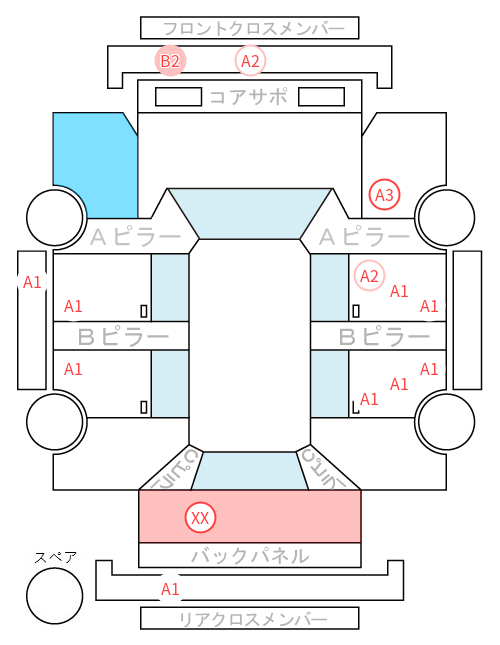 Body condition diagram (damage marks, Japanese labels)