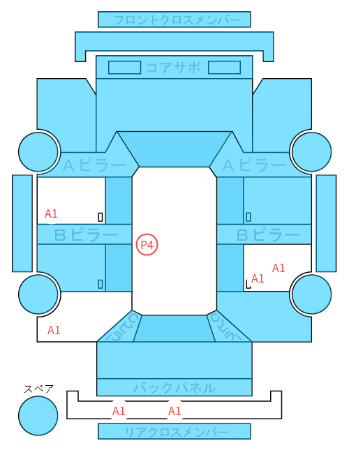 Body condition diagram (damage marks, Japanese labels)