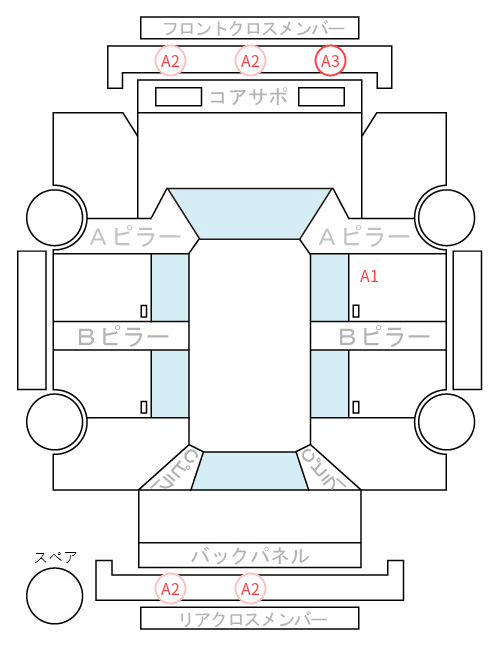 Body condition diagram (damage marks, Japanese labels)