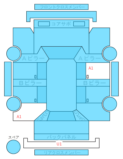 Body condition diagram (damage marks, Japanese labels)