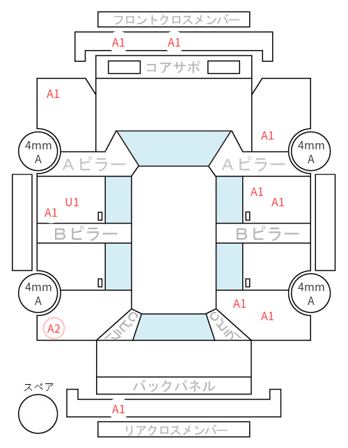 Body condition diagram (damage marks, Japanese labels)