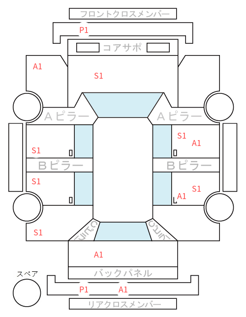 Body condition diagram (damage marks, Japanese labels)