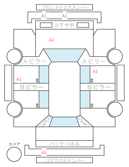 Body condition diagram (damage marks, Japanese labels)
