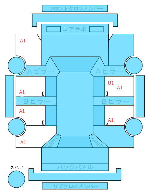 Body condition diagram (damage marks, Japanese labels)