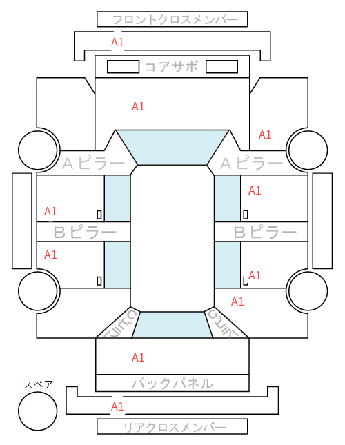 Body condition diagram (damage marks, Japanese labels)