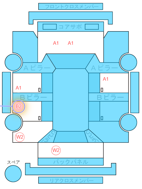 Body condition diagram (damage marks, Japanese labels)