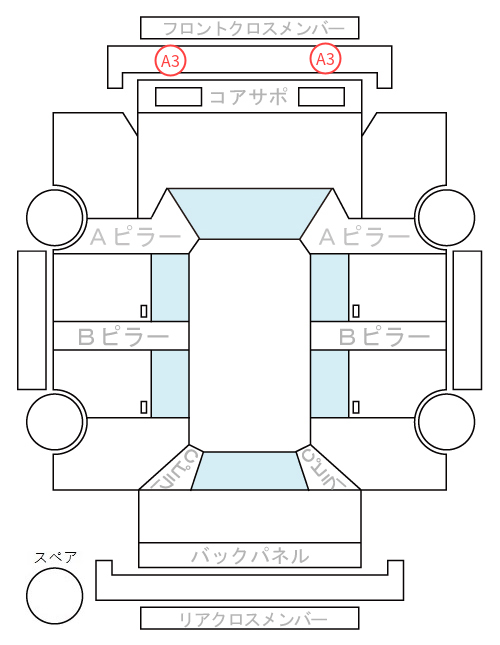 Body condition diagram (damage marks, Japanese labels)