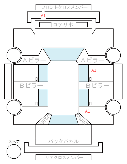 Body condition diagram (damage marks, Japanese labels)